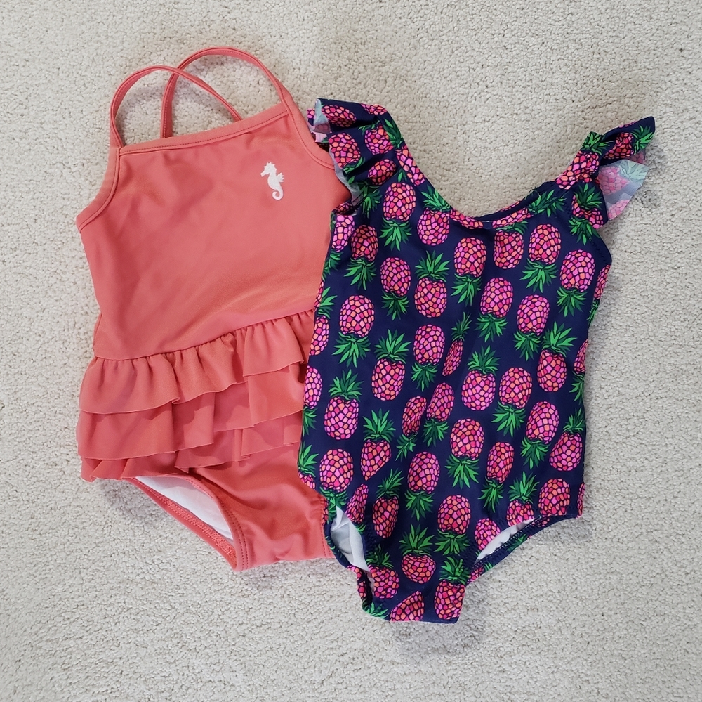 Carter's Bundle of 2 Baby Girl Swimsuits sz12 months